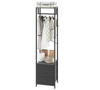 YMYNY Appendiabiti da Terra, Appendiabiti con 3 Cassetti, Multifunzionale Stand Appendiabiti Autoportante, Portabiti da Ingresso,per Corridoio, Camera da Letto, Soggiorno 39×29×179CM Nero HGR001B