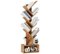 YMYNY Libreria ad Albero, Scaffale a 6 Ripiani, Libreria alta con Cassetti, Moderna Autoportante Libri, Salvaspazio Legno Portaoggetti Librerie per Soggiorno, Studio, Ufficio, Colore Quercia HBC016K