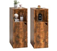 YMYNY Set di 2 Comodini Stretti, Tavolini Salotto, Scomparto Aperto, Porta con Angolo Smussato, Piano Regolabile, L24 x P29 x H62 cm, per Camera da Letto, Soggiorno, Marrone Rustico HST016H-2
