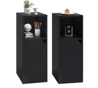 YMYNY Set di 2 Comodini Stretti, Tavolini Salotto, Scomparto Aperto, Porta con Angolo Smussato, Piano Regolabile, L24 x P29 x H62 cm, in Legno, per Camera da Letto, Soggiorno, Nero HST016B-2