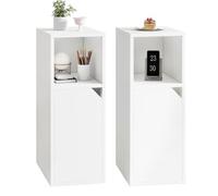 YMYNY Set di 2 Comodini Stretti, Tavolini Salotto, Scomparto Aperto, Porta con Angolo Smussato, Piano Regolabile, L24 x P29 x H62 cm, in Legno, per Camera da Letto, Soggiorno, Bianco HST016W-2