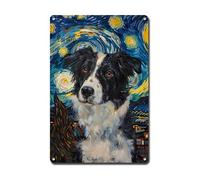 Ymyoo Targa in metallo vintage da parete con Border Collie Starry Night Collie Intelligent Collie in Night, per casa, fattoria e esposizione stagionale, in alluminio, impermeabile, 30,5 x 40,6 cm