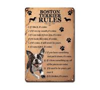 Ymyoo Targa in metallo vintage da parete con regole di Boston Terrier, insegna per bar, casa, bar, 30,5 x 40,6 cm