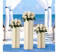 YNAADYH 3 Centro Di Nozze Decorazioni Vaso 60+80+100cm di Cartone Vaso Da Sposa Vaso Set Colonna Romana Matrimonio Dolce Tavolo Decorazione Carta Romana Colonna Bilanciere Tavolo Pieghevole
