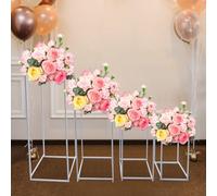 YNAADYH Supporto per fiori in metallo, 4 pezzi, per colonna, per matrimoni, feste, colore bianco