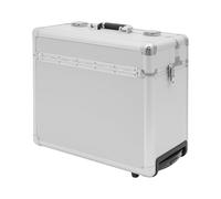 YNAADYH Valigetta da pilota con ruote, valigetta arrotolabile, con asta telescopica, per documenti, contratti, biglietti da visita, penne, 39 x 24 x 48 cm, argento