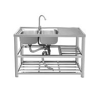 YNAYGDIUGD Lavabo di Utilità con Rubinetto Acciaio Inox Lavello da Cucina Portatile Lavello da Cucina con Staffa in Acciaio Inossidabile per Interni Esterni (Size : 120 * 45 * 80cm, Color : Left)