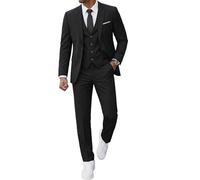 YND - Completo da Uomo Slim Fit, 3 Pezzi, con Un Bottone - Nero - Large, 5'9/6'3, 79/86 kg