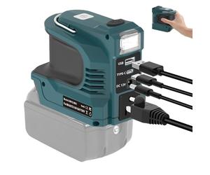 YNDZ Inverter da 220 W per batteria Makita da 18 V, DC 18 V a AC 220 V, convertitore di tensione con USB QC3.0 tipo C PD connettore 12 V 5 A CC, uscita LED luce di emergenza