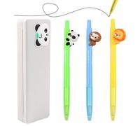 YnewL Graziosa penna neutra a forma di animale, 3 pezzi di inchiostro nero da 0,5 mm, con porta un astuccio per panda, scegli un simpatico design (leone, panda, bradio)