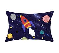 YNGBAAO 1 Pezzi Federe per Cuscino 30x50cm Velluto con Cerniera Invisibile Quadrato Doppia Faccia Pianeta razzo cartone animato Q464 12x20inch Cuscini Divano per Soggiorno Sedia Auto Letto