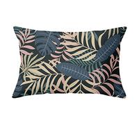 YNGBAAO 1 Pezzi Federe per Cuscino 35x55cm Cotone e Lino con Cerniera Invisibile Quadrato Doppia Faccia Fogliame Q66 14x22inch Cuscini Divano per Soggiorno Sedia Auto Letto
