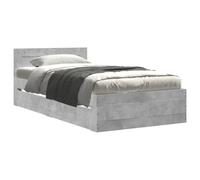 YNGBHFNOP Giroletto Bed Frame with Headboard Grey Cement 75x190 cm Engineered Wood Stable Slatted Base with Storage Drawers Easy Assembly, No Box Spring Needed, Mattress Not Included