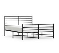 YNGBHFNOP Giroletto con Testiera e Pediera Metallo Nero 150x200 cm Robust Metal Bed Frame with Black Headboard and Footboard for Bedroom, Sturdy Support for Guest Room or Master Suite, Easy Assembly