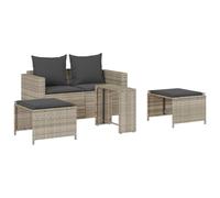YNGBHFNOP Set Divano da Giardino 5pz con Cuscini Grigio Chiaro Polyrattan, Modular Design Poltrona Sgabello Tavolo per Esterno Patio Terrazza, Resistente UV Facile da Impilare