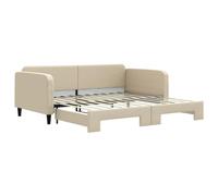 YNGBHFNOP Sofa Bed with Pull Out Bed Cream 100x200 cm Fabric Guest Sleeper Sofa Convertible Couch for Living Room Spare Bedroom, Solid Wood and Metal Frame, Breathable Polyester, No Mattress Required