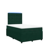 YNGBHFNOP Velvet Upholstered Ottoman Bed Frame with Spring Mattress Dark Green 120x200 cm LED Strip Lights Adjustable Headboard, Soft Fabric Storage Bed for Small Bedroom, Guest Room or Apartment Use
