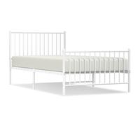 YNGBHFNOP White Metal Bed Frame with Headboard and Footboard 100x200 cm Single Size Giroletto for Bedroom Guest Room Durable Sturdy Support Easy Assembly Modern Design