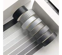 Yngffb washi tapes, 8 nastri adesivi colorati, nastro adesivo decorativo 3m ogni rotolo, Colore durevole, facile da dividere, per imballaggi, foglietti adesivi (larghezza: 10mm, 15mm, nero bianco)