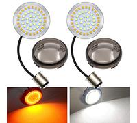 YnGia 2PCS 1157 Indicatori di direzione DRL Ambra e Bianco, Motocicletta Anteriore Posteriore Indicatore LED Fanali Posteriori con Copriobiettivo Fumo