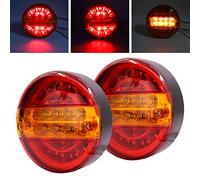 YnGia 2PCS Fanale posteriore per rimorchio, 20 LED Rotondo Hamburger Luce freno Impermeabile Luci posteriori per camion Indicatore di arresto Lampada 12V 24V per camion rimorchio Camion Caravan Van