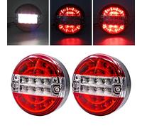 YnGia 2pcs Luce freno per freno rimorchio, 20 LED Hamburger rotondo Hamburger Reverse Stop Light Truck Waterproof Indicatore lampade posteriori Red & White 12V 24V per rimorchio Caravan Van