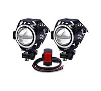 YnGia Faretti Anteriori Moto con Halo Blu 12V 24V, 2PCS Luci Marcia Diurna Moto Fendinebbia A Led Con 3 Fili Interruttore ON/ON/OFF, U7 Impermeabile Moto Fari Ausiliari Moto