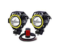YnGia Fari fendinebbia a LED per guida di motocicli con interruttore a 3 fili 12V 24V, 2PCS U7 Impermeabile LED per motocicletta Fari DRL ausiliari Fascio stabile con alone ambra per moto Quad Scooter