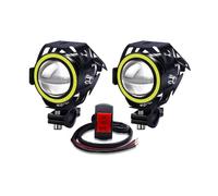 YnGia Fari fendinebbia per moto con alone bianco, 2PCS U7 Fari anteriori per moto DRL 12V 24V con interruttore ON/ON/OFF a 3 fili, luci aggiuntive impermeabili con strobo a fascio alto anabbagliante