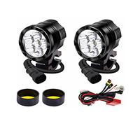 YnGia Fendinebbia a LED per Moto Con Cablaggio - 2PCS 60W Luci Ausiliari 12V 24V Faro di Guida Con Lente Gialla per Scooter Auto Camion ATV SUV Barca