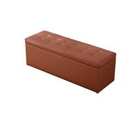 YNGJUEN Divano Sgabello Sedile di Stoccaggio Pouf Contenitore Pieghevole con Cuscino in PU Impermeabile Cornice in Legno Massello Portante 300kg per Camerino Casa Panchina