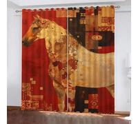 YNIOFU Cavalli Termiche Isolanti Tenda, Antiche tribù Tende Oscuranti Interni, Tribù primitive Tenda Soggiorno Coprente, Cavalli selvaggi dell'ovest Finestra Camera L 117 x A 230cm 2 Pezzi