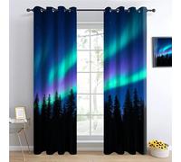 YNIOFU Foresta dell'Aurora Oscurante Tenda, via Lattea Tende Oscuranti per Interni 2 Pezzi L 117 x A 138cm, Aurora boreale Tende Termiche, vista notturna Camera da Letto drappeggi Curtains