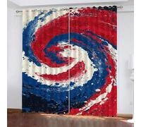 YNIOFU Fumetto Tenda Soggiorno Coprente, Vortice Tende Oscuranti Interni, Graffiti colorati Termiche Isolanti Tenda, Rosso, blu e bianco Finestra Camera L 132 x A 183cm 2 Pezzi