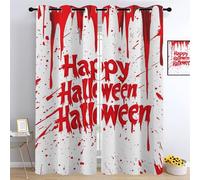 YNIOFU Stile horror Tenda Oscuranti per Interni 2 Pezzi L 132 x A 160cm, Slogan scritti col sangue Oscurante Tende, Buon Halloween Tende Termiche, bambino Camera da Letto drappeggi Curtains