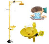 YNITJH Stazione Lavaocchi con Doccia a Pressione 0.25-0.45 Mpa,Emergenza Verticale in ABS,Piastra Doccia a Grande Diametro,Copertura Antipolvere,con Pedale,per Laboratori E Fabbriche