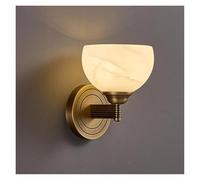 YNIYUJKL Lampada da Parete in Stile Europeo con Base in Rame Anticato E Paralume in Marmo per Camera da Letto, Soggiorno E Sala da Pranzo - Attacco E14/G9 Compatibile.,White Light-19.5cm