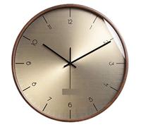 YNIYUJKL Orologio da Fattoria Vintage, Classico, Rotondo, Silenzioso, con Quadrante in Rame E Movimento al Quarzo Moderno, Specchio in Vetro, Cornice in Legno per Camera da Letto,A-32 * 32cm