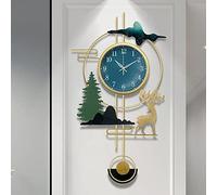 YNIYUJKL Orologio da Parete Grande per Soggiorno, Moderno Orologio da Parete in Metallo con Foresta di Alci, Senza Ticchettio, Alimentazione A Batteria Silenziosa, Adatto per Cam,90 Cm