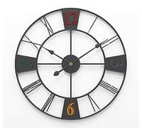 YNIYUJKL Orologio da Parete Vintage da Fattoria, Grande, Rotondo, Silenzioso, A Batteria, con Numeri Romani, per Soggiorno, Cucina, Camera da Letto, Ufficio,Svart-60cm