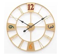 YNIYUJKL Orologio da Parete Vintage da Fattoria, Grande, Rotondo, Silenzioso, A Batteria, con Numeri Romani, per Soggiorno, Cucina, Camera da Letto, Ufficio,Gold-60cm