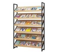 YNIYUJKL Portariviste in Legno A 4/5/6 Ripiani, Grande Portadocumenti Verticale per Brochure, per Casa/Ufficio/Scuola, Mensola Espositiva da Pavimento,6-Tier- 100X30X180CM