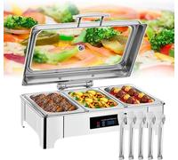 YNIYUJKL Riscaldatore per Piattaforma A Buffet da 13,5 L, Scaldavivande di Grande capacità, Scaldavivande Elettrico in Acciaio Inossidabile, per Feste con Funzione di Regolazione,Grids
