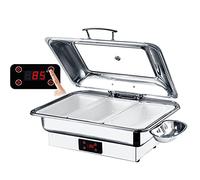 YNIYUJKL Scaldavivande Elettrico per Buffet Commerciale, Scaldavivande Elettrico - capacità 9 L, Temperatura Regolabile, Coperchio Visivo, Vassoio in Acciaio Inox/Ceramica,C-1/3 Size