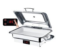 YNIYUJKL Scaldavivande Elettrico per Buffet Commerciale, Scaldavivande Elettrico - capacità 9 L, Temperatura Regolabile, Coperchio Visivo, Vassoio in Acciaio Inox/Ceramica,C-Full Size