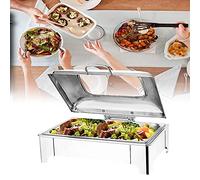 YNIYUJKL Set da Buffet con Scaldavivande in Acciaio Inox, Set da Buffet Elettrico da 9 L/8 QT, con Griglia da 1/2/3 | Pentola Scaldavivande di Grande capacità, Scaldavivande Elet,Full Pan