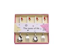 YNIYUJKL Set di Posate in Argento, 4/16/24/32/40/48 Pezzi, Stoviglie Creative per San Valentino con Ciondolo A Forma di Rosa, Cucchiaino da caffè, Forchetta da Frutta, S,Silver-12Set-48Pcs