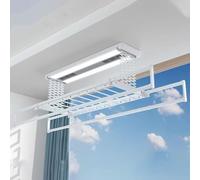 YNIYUJKL Stendibiancheria Elettrico da Soffitto con Telecomando, Cestello Pieghevole E Retrattile, capacità 35 kg, Soluzione di Asciugatura per Interni con Luce LED per Lenz