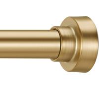 YNL Asta per tenda da doccia da 0,9 a 2,1 m, con 12 anelli per tenda da doccia, asta regolabile in oro senza foratura, antiscivolo, non arrugginisce mai, in acciaio inossidabile, adatta per finestra