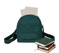 Ynnhik Borsa per libri in velluto a coste | zaino per la scuola per studenti | borsa per computer portatile alla moda leggera per adolescenti e ragazze per l'inizio della scuola, verde, Siehe
